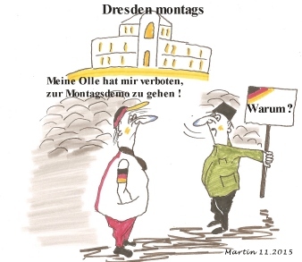 Cartoon: Pegida (medium) by quadenulle tagged demonstration,montags,dresden,pegida,verbot,warum