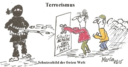 Cartoon: Terrorismus (medium) by quadenulle tagged terror,paris,international,europa,freie,welt