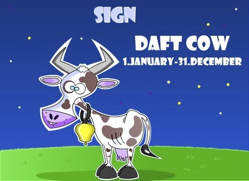 Cartoon: Daft cow (medium) by Tricomix tagged stupid,cow,zodiac,sign,sky,all,year