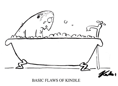 Cartoon: Kindle Problem (medium) by pinkhalf tagged kindle,technology,book,read,literature,bath,man