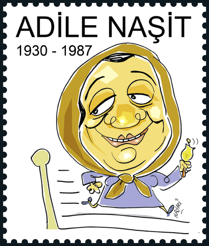Cartoon: Adile Nasit (medium) by Hayati tagged adile,nasit,komikerin,schauspielerin,charakter,hafize,ana,hababam,sinifi,hayati,boyacioglu,berlin,stamp,pul,hatira,pulu