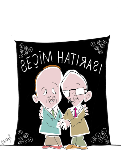Cartoon: Erinnerungsfoto  vor der Wahl (medium) by Hayati tagged boyacioglu,hayati,juni,juli,tuerkei,urne,wahl,secim,kemal,tayyip,recep,erdogan,kilicdaroglu