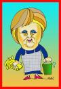 Cartoon: Angela Merkel auf der Arbeit (small) by Hayati tagged angela merkel cdu deutschland germany wahl 2009 politik portrait hausfrau hayati boyacioglu