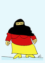Cartoon: Integration (small) by Hayati tagged integration migration islam kopftuch islamophobia sarrazin sarazin kopftuchdebatte asimilation wulf schleier burka fahne türkin hayati boyacioglu