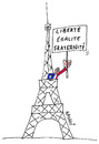 Cartoon: Paris (small) by Hayati tagged paris,attentat,islamismus,terror,attacke,eifel,hayati,boyacioglu,berlin,istanbul,liberte,egalite,fraternite,ozgurluk,baris,esitlik