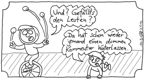 Cartoon: Kommentieren erwünscht (medium) by weltalf tagged aufmerksamkeit,gefallen,likebutton,kommentar