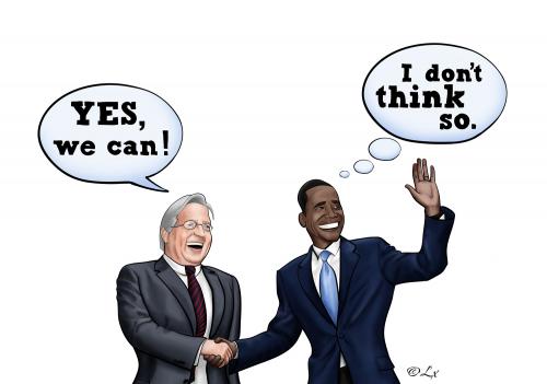 Cartoon: Steinmeier and Obama (medium) by lexluther tagged steinmeier,obama,politic,deutschland,spd
