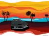 Cartoon: Blazing car (small) by jellyfish333 tagged car,palm,tree,desert,hot,yellow,rivver