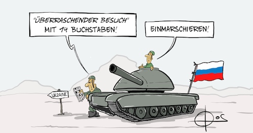 Cartoon: 20220223-Einmarschieren (medium) by Marcus Gottfried tagged ukraine,russland,putin,einmarschieren,ukraine,russland,putin,einmarschieren