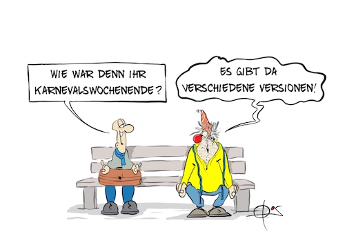 Cartoon: 2026-Karnevalsversionen (medium) by Marcus Gottfried tagged karneval,fasching,alkohol,feiern,kater,aschermittwoch,karneval,fasching,alkohol,feiern,kater,aschermittwoch