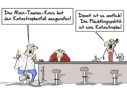 Cartoon: Amtlich (medium) by Marcus Gottfried tagged main,taunus,kreis,landkreis,regierung,landrat,flüchtlinge,grenze,belastung,alarm,katastrophenalarm,katastrophe,einrichtung,asyl,amtlich,registrierung,politik,flüchtlingspolitik,freude,erleichterung,marcus,gottfried,cartoon,karikatur,main,taunus,kreis,landkreis,regierung,landrat,flüchtlinge,grenze,belastung,alarm,katastrophenalarm,katastrophe,einrichtung,asyl,amtlich,registrierung,politik,flüchtlingspolitik,freude,erleichterung,marcus,gottfried,cartoon,karikatur