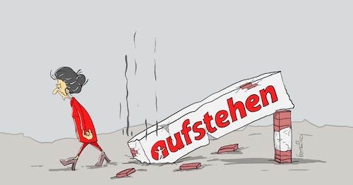 Cartoon: Aufstehen (medium) by Marcus Gottfried tagged wagenknecht,sarah,aufstehen,bewegung,links,linkspartei,abgang,wagenknecht,sarah,aufstehen,bewegung,links,linkspartei,abgang