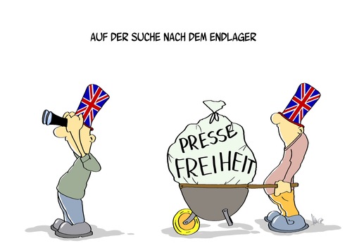 Cartoon: Britisches Endlager (medium) by Marcus Gottfried tagged england,britanien,britisch,lager,endlager,suche,presse,freiheit,pressefreiheit,snowden,computer,daten,geheimdienst
