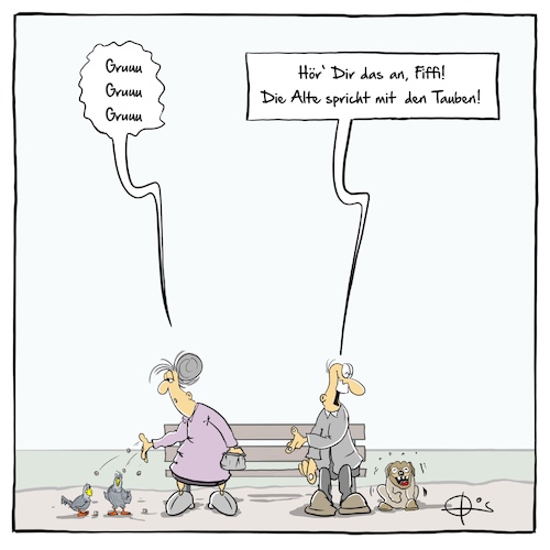 Cartoon: Taubensprache (medium) by Marcus Gottfried tagged taube,hund,tierliebe,reden,sprechen,taube,hund,tierliebe,reden,sprechen