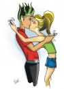 Cartoon: Love calls... (small) by Nicoleta Ionescu tagged love kiss
