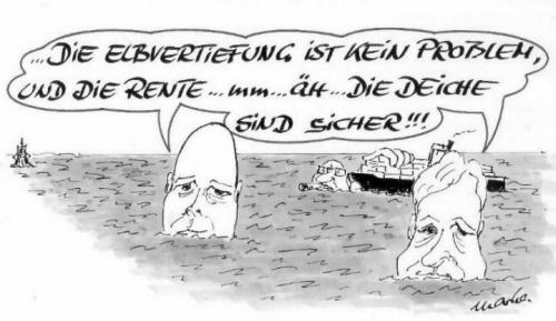 Cartoon: Elbvertiefung (medium) by marka tagged rente,sichere,business,umweltzerstörung,politikerlügen