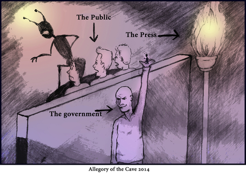 Cartoon: Allegory of the Cave 2014 (medium) by matan_kohn tagged goverment,public,matan,2014,cave,allegory,press,kohn,funny,philospy
