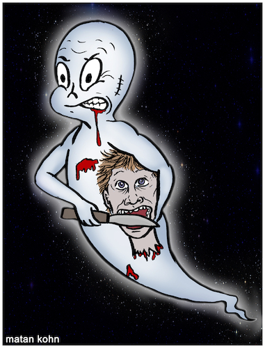 Cartoon: Casper The Unfriendly Ghost (medium) by matan_kohn tagged ghost,horror,spooky,scary,cute,funny,blood,vintage,nostalgic,humor,black,80s,retro,casper,animation