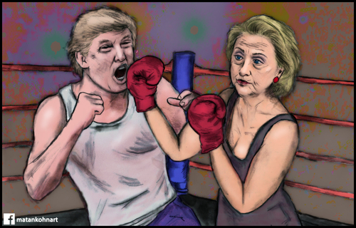 Cartoon: Clinton vs trump (medium) by matan_kohn tagged clinton,trump,history,america,elections,funny,matan,kohn