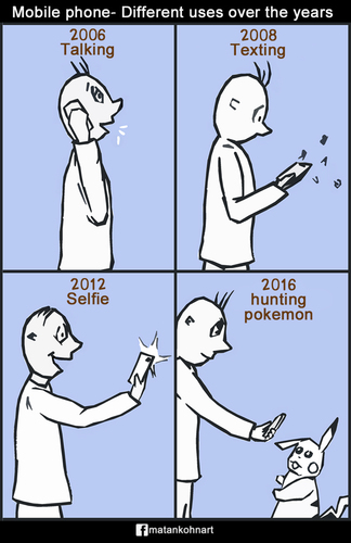 Cartoon: mobile phone (medium) by matan_kohn tagged mobile,phone,talking,texting,selfie,hunting,pokemon,funny,matan,kohn