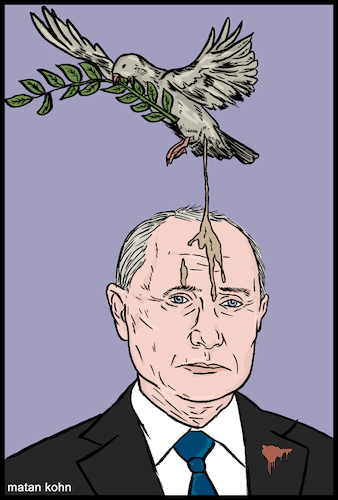Cartoon: Peace will come soon Or pee (medium) by matan_kohn tagged putin,russia,ukraine,biden,funny,war,europe,sad,bird,peace,pee,shit,pigeon,gag,toon