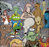 Cartoon: aliens (small) by matan_kohn tagged alien,movie,film,funny,et,avatar,alf,ufo,trump,groot,starwars,startrek,illustration,scatch,drawing,digitalart