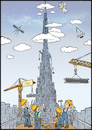 Cartoon: Tower of Babel (small) by matan_kohn tagged tower,of,babel,construction,workers,renovations,engineer,tall,building