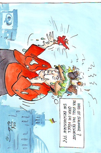 Cartoon: Moralvogelkunde (medium) by kuefen tagged merkel,steuermoral