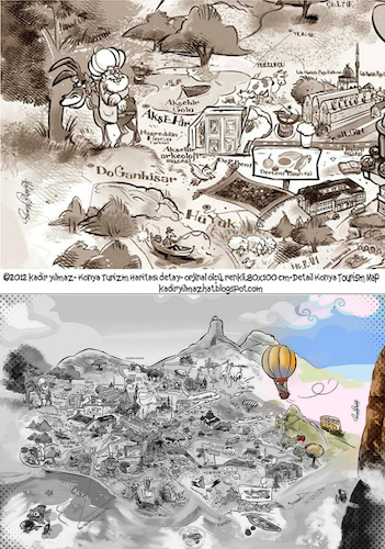 Cartoon: Konya  tourism map (medium) by kadiryilmaz tagged haritasi,turizm,konya