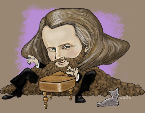 Cartoon: Johannes Brahms (medium) by frostyhut tagged brahms,classical,piano,music,beard,cat