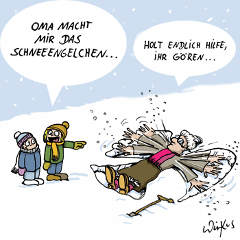 Cartoon: Schnee-Engelchen (medium) by verwirkt_cartoons tagged schnee,cartoon,winter,glatteis,kinder,oma