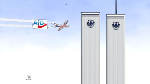 Cartoon: AfD im Anflug (medium) by Harm Bengen tagged afd,anflug,world,trade,center,twin,towers,anschlag,flugzeug,faschismus,demokratie,staat,deutschland,harm,bengen,cartoon,karikatur,afd,anflug,world,trade,center,twin,towers,anschlag,flugzeug,faschismus,demokratie,staat,deutschland,harm,bengen,cartoon,karikatur