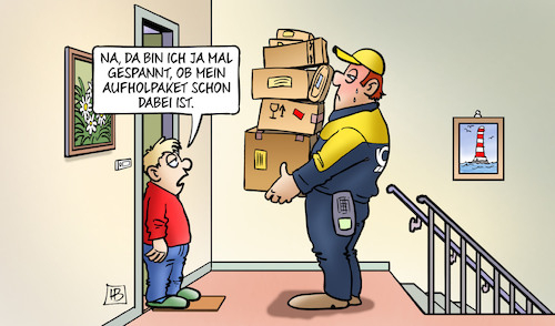 Cartoon: Aufholpaket (medium) by Harm Bengen tagged aufholpaket,aufholprogramm,kinder,jugenliche,corona,postbote,paketbote,pakete,bildung,nachhilfe,schulen,harm,bengen,cartoon,karikatur,aufholpaket,aufholprogramm,kinder,jugenliche,corona,postbote,paketbote,pakete,bildung,nachhilfe,schulen,harm,bengen,cartoon,karikatur