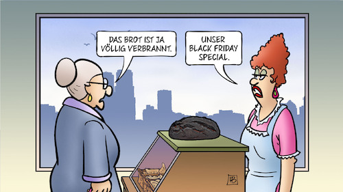Cartoon: Black Friday Special (medium) by Harm Bengen tagged brot,verbrannt,schwarz,black,friday,special,sonderangebote,bäckerei,susemil,harm,bengen,cartoon,karikatur,brot,verbrannt,schwarz,black,friday,special,sonderangebote,bäckerei,susemil,harm,bengen,cartoon,karikatur