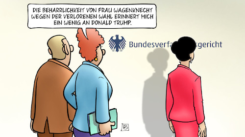 Cartoon: BSW und Wahl (medium) by Harm Bengen tagged beharrlichkeit,bsw,wagenknecht,bundestagswahl,bverfg,wahl,trump,harm,bengen,cartoon,karikatur,beharrlichkeit,bsw,wagenknecht,bundestagswahl,bverfg,wahl,trump,harm,bengen,cartoon,karikatur