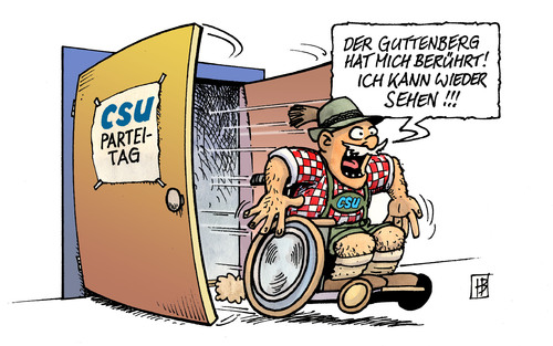 Cartoon: CSU-Parteitag und Guttenberg (medium) by Harm Bengen tagged csu,parteitag,guttenberg,seehofer,münchen,landesregierung,bayern,bundesregierung,parteivorsitz,wunder,wunderheiler,rollstuhl,behinderung,csu,parteitag,guttenberg,seehofer,münchen,landesregierung,bayern,bundesregierung,rollstuhl,wunderheiler,behinderung