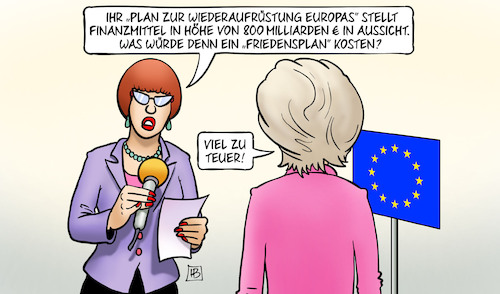 Cartoon: Europas Rüstung (medium) by Harm Bengen tagged plan,zur,wiederaufrüstung,europas,friedensplan,vdl,von,der,leyen,interview,krieg,ukraine,bedrohung,rüstung,harm,bengen,cartoon,karikatur,plan,zur,wiederaufrüstung,europas,friedensplan,vdl,von,der,leyen,interview,krieg,ukraine,bedrohung,rüstung,harm,bengen,cartoon,karikatur