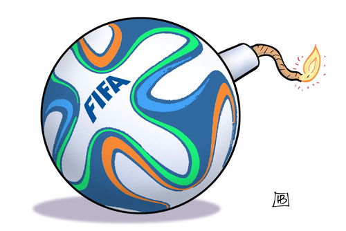 Cartoon: FIFA-Bombe (medium) by Harm Bengen tagged bombe,präsident,fifa,jahreskongress,schweiz,blatter,korruption,bestechung,fussball,harm,bengen,cartoon,karikatur,bombe,präsident,fifa,jahreskongress,schweiz,blatter,korruption,bestechung,fussball,harm,bengen,cartoon,karikatur