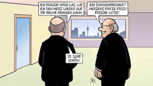 Cartoon: Fritze (medium) by Harm Bengen tagged scholz,berlin,merz,fritze,palme,zungenbrecher,tünkram,beleidigung,beleidigt,harm,bengen,cartoon,karikatur,scholz,berlin,merz,fritze,palme,zungenbrecher,tünkram,beleidigung,beleidigt,harm,bengen,cartoon,karikatur