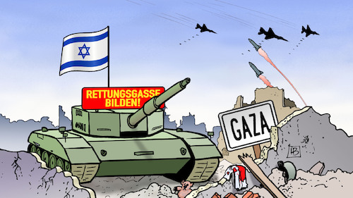 Cartoon: Gaza-Rettungsgasse (medium) by Harm Bengen tagged gaza,bodenoffensive,panzer,rettungsgasse,zerstörung,israel,hamas,palästina,terror,krieg,harm,bengen,cartoon,karikatur,gaza,bodenoffensive,panzer,rettungsgasse,zerstörung,israel,hamas,palästina,terror,krieg,harm,bengen,cartoon,karikatur