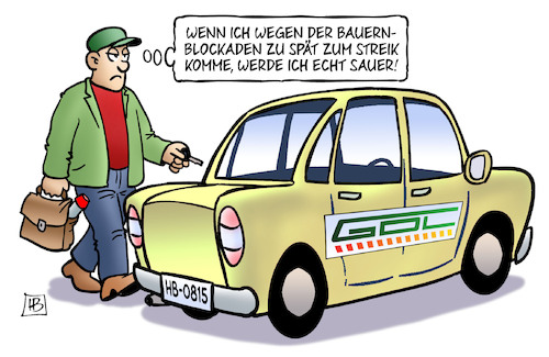 Cartoon: GDL und Bauern (medium) by Harm Bengen tagged bauernblockaden,streik,auto,kfz,lokführer,bahn,gdl,bauern,proteste,harm,bengen,cartoon,karikatur,bauernblockaden,streik,auto,kfz,lokführer,bahn,gdl,bauern,proteste,harm,bengen,cartoon,karikatur