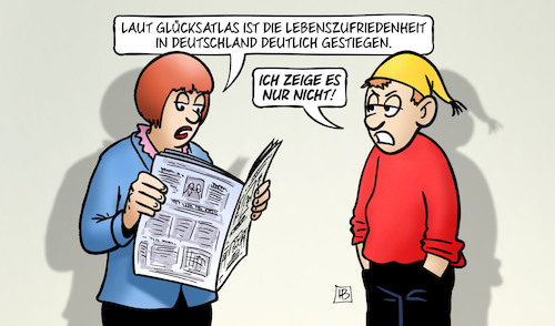 Cartoon: Glücksatlas 2024 (medium) by Harm Bengen tagged glücksatlas,lebenszufriedenheit,deutschland,gestiegen,zeitung,lesen,michel,unzufrieden,wut,harm,bengen,cartoon,karikatur,glücksatlas,lebenszufriedenheit,deutschland,gestiegen,zeitung,lesen,michel,unzufrieden,wut,harm,bengen,cartoon,karikatur