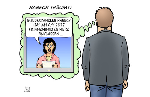 Cartoon: Habecks Traum (medium) by Harm Bengen tagged habeck,kanzlerkandidatur,traum,tv,ansagerin,sprecherin,bundeskanzler,finanzminister,merz,entlassen,fdp,ampel,rausschmiss,koalition,ende,harm,bengen,cartoon,karikatur,habeck,kanzlerkandidatur,traum,tv,ansagerin,sprecherin,bundeskanzler,finanzminister,merz,entlassen,fdp,ampel,rausschmiss,koalition,ende,harm,bengen,cartoon,karikatur