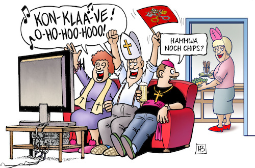 Cartoon: Konklave-Beobachtung (medium) by Harm Bengen tagged papst,katholik,habemus,papam,papstwahl,rom,konklave,katholische,kirche,vatikan,wahl,fans,fussball,fußball,fahne,chips,tv,harm,bengen,cartoon,karikatur,papst,katholik,habemus,papam,papstwahl,rom,konklave,katholische,kirche,vatikan,wahl,fans,fussball,fußball,fahne,chips,tv,harm,bengen,cartoon,karikatur