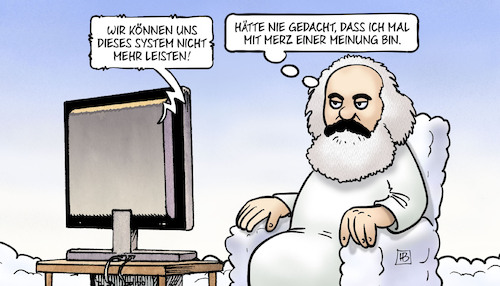 Cartoon: Merz und Marx (medium) by Harm Bengen tagged sozialstaat,kapitalismus,system,merz,karl,marx,meinung,himmel,tv,harm,bengen,cartoon,karikatur,sozialstaat,kapitalismus,system,merz,karl,marx,meinung,himmel,tv,harm,bengen,cartoon,karikatur
