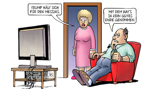 Cartoon: Messias Trump (medium) by Harm Bengen tagged trump,messias,jesus,christus,religion,wahn,kreuzigung,ende,tv,harm,bengen,cartoon,karikatur,trump,messias,jesus,christus,religion,wahn,kreuzigung,ende,tv,harm,bengen,cartoon,karikatur