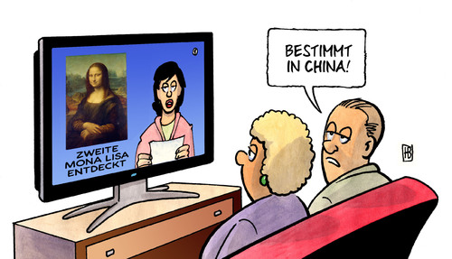 Cartoon: Mona Lisa (medium) by Harm Bengen tagged tv,china,fälschung,doublette,leonardo,lisa,mona,mona lisa,leonardo,doublette,fälschung,china,tv,mona,lisa