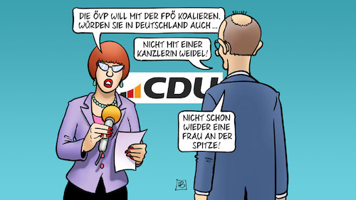 Cartoon: Österreich-Vorbild (medium) by Harm Bengen tagged kanzlerin,weidel,afd,frau,spitze,merz,interview,cdu,deutschland,österreich,regierung,rechtsextrem,kickl,nazis,fpö,övp,harm,bengen,cartoon,karikatur,kanzlerin,weidel,afd,frau,spitze,merz,interview,cdu,deutschland,österreich,regierung,rechtsextrem,kickl,nazis,fpö,övp,harm,bengen,cartoon,karikatur