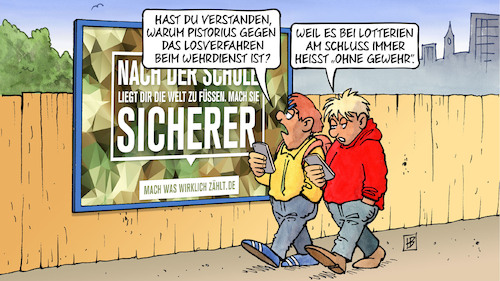 Cartoon: Pistorius gegen Lose (medium) by Harm Bengen tagged pistorius,lotterien,ohne,gewehr,musterung,losverfahren,bundeswehr,wehrpflicht,wehrdienst,jugendliche,harm,bengen,cartoon,karikatur,pistorius,lotterien,ohne,gewehr,musterung,losverfahren,bundeswehr,wehrpflicht,wehrdienst,jugendliche,harm,bengen,cartoon,karikatur