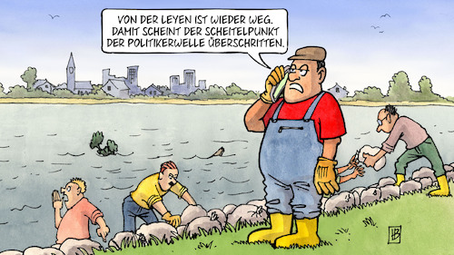 Cartoon: Politiker und Hochwasser (medium) by Harm Bengen tagged von,der,leyen,vdl,scheitelpunkt,politikerwelle,hochwasser,flut,harm,bengen,cartoon,karikatur,von,der,leyen,vdl,scheitelpunkt,politikerwelle,hochwasser,flut,harm,bengen,cartoon,karikatur